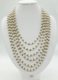 Chokers Pearl Statement Necklace Layered Long 6 Strand y Crystal Gift for her 231010