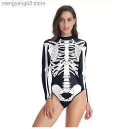 Theme Costume Halloween Stage Come Sexy Slim Comfortable Bodysuit Zipper High Neck Long Sleeve Jumpsuits One Piece Swimsuit T231011