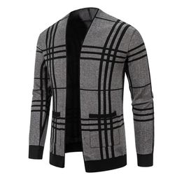 Men's Sweaters 2023 Winter Men Knitted Cardigan Sweater Fleece Casual Loose VNeck Shirt Colorblock Jacket Coat 231010
