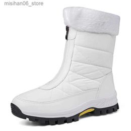 Boots Moipheng Ankle Boots Women Winter Waterproof Shoes Keep Warm Non-slip Black Snow Boots Ladies Lace-up Plus Size 42 White Boots Q231012