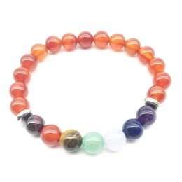 SN1342 Fashion Bracelet For Women Trendy Natural Carnelian 7 Chakra Mala Yoga Bracelet Meditative Yogi Balance Jewelry284O