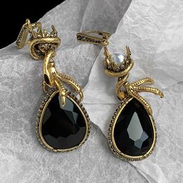 Other Fashion Accessories Designer Brand Black Crystal Pendant Earrings For Women Punk Rock Halloween Accessory Famous Luxury Jewelry Gothic Trend Q231012