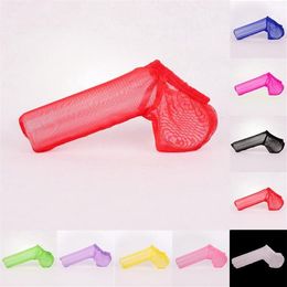 Underpants Penis Sleeve Thongs Man Cover Up Briefs Sexy Sheath G-strings Net Yarn Elephant Nose Panties Men's Underwear Knick360t