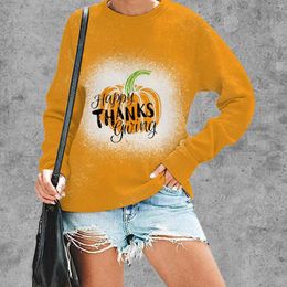 Women's Hoodies 2023 European Size Round Neck Hoodie Halloween Digital Printed Pumpkin Pattern Top