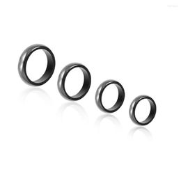 Cluster Rings 6mm Wide Natural Magnetic Hematite Camber Stone Ring Black Gallstone Couple Magnet Health Care Radiation Protection Gift