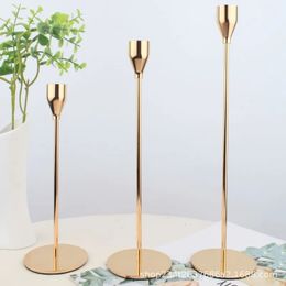 Candle Holders 3 Pcs/ Set European Metal Candle Holder Simple Golden Wedding Decoration Bar Party Living Room Decoration Home Decoration 231010