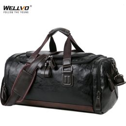 Duffel Bags Men Quality Leather Travel Carry on Luggage Bag Handbag Casual Travelling Tote Large Weekend XA631ZC 231011