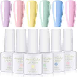 Nail Polish AwsmColor Pastel Gel Nail Polish Spring Summer Gel Polish Soak Off Gel Polish Set Nail Lamp Required Nail Art Gift 231011