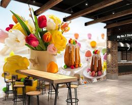 Wallpapers Custom Kitchen Wallpaper Rose Tulip And Food Mural For Restaurant Cafe Background Home Decor Papel De Parede