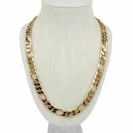 Men's 10mm Italian Figaro Link Chain Necklace 14k Gold Plated 24 226M