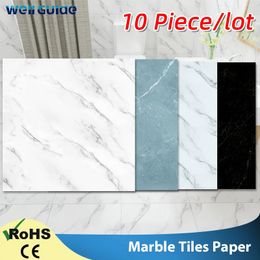 Wall Stickers 10pcs Sticker Self Adhesive waterproof PVC Tiles Floor Marble Bathroom living room Bedroom Ground Thick Wallpapers 231010