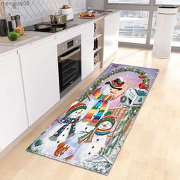 Christmas Decorations Christmas Kitchen Rug Bathroom Entrance Bedroom Bedside Floor Hallway Decor Carpet Home Balcony Anti-Slip Foot Mat