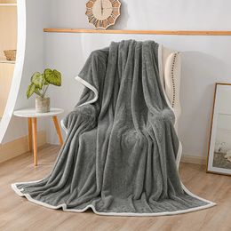 Blankets Comfortable Flannel Sleeping Blanket Single Double Bed Bedspread Winter Car Travel Office Air Condition 231011