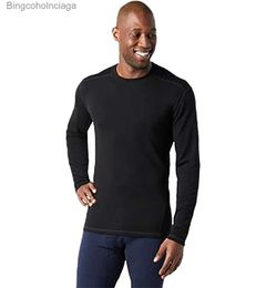 Men's Thermal Underwear Men Merino Wool 250G Base Layer Crew Shirt 100% Merino Wool Thermal Underwear Top Long Sleeve Baselayer Breathable USA SizeL231011