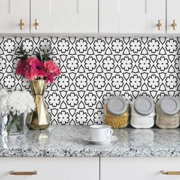 Wall Stickers Funlife 2020cm Black White Geometric Ornamental Pattern Tile Modern Minimalist Decor for Bedroom Living Room Kitchen 231010