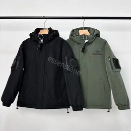 Designer stone pocket jackets island jacket zipper Badges windbreaker embrodiery Cotton Plus Coat Waterproof Outdoor Hooded Suit for Couples Asiansize s-5xl