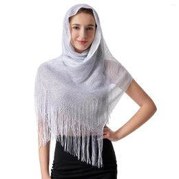 Ethnic Clothing Evening Dresses Shawls Female Golden Silver Wire Tassels Muslim Turban Middle East Bridal Bridesmaid Party Wedding Scarf