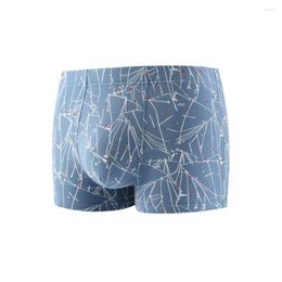 Underpants Sexy Mens Boxer Seamless Print Briefs Bugle Pouch Shorts Underwear Soft Breathable Trunks Elastic Casual Intimate