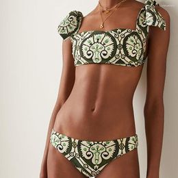 Women's Swimwear Fashion Sheep Print Split Bikini Low Waist Sexy Seaside Holiday Summer 2023 Long Strap Cover Up