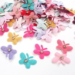 Decorative Flowers 50pcs Rhinestone Flower Applique For Scrapbook Decoration Sewing Clothing Legging Patches DIY Hair Clips Crafts