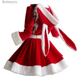 Theme Costume 2023 Women Christmas Xmas Lady Santa Claus Cosplay Come Sexy Lingerie Winter Long Sleeve Red Dress Maid Bunny Girl UniformL231010