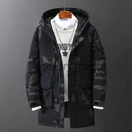 Men's Down Parkas New Men's Winter Long Down Jackets Casual Slim Hooded Thick Warm Down Outwear Coats Outdoor Camo Print Windproof Parkas Jackets J231010
