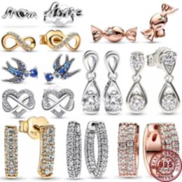 New 925 Silver Shining Flying Swallow Set Love Heart Original Women's Mother's Day Logo Earrings Festival DIY Charm Jewelry