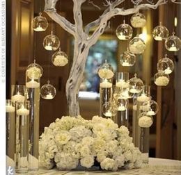 Decorative Objects Figurines Hanging Clear Glass Ball Globe Shape Terrarium Candlestick Wedding Home Decoration Crystal Romantic Bar Party Dinner 231010