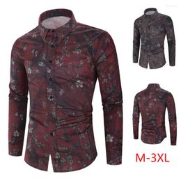 Men's Casual Shirts Vintage Harajuku Slim Fit For Men Long Sleeve Brand Autumn Quality Polyester Easy Care Streetwear Camisa Masculina