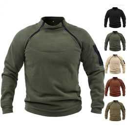 Men's Hoodies Autumn Winter Mens Tactical Outdoor Stand Collar Solid Sweater Warm Zipper Pullover Man Male Thermal Coat 4XL