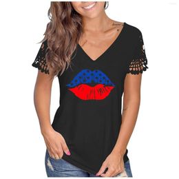 Women's T Shirts Womens Shirt Patriotic Vintage Independence Day Print Graphic Vacation Tee T-Shirt Top Women Fashion Woman Blouse 2023