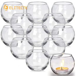 Decorative Objects Figurines 1020Pcs 5cm Clear Glass Tea Light Candle Holder Ball Shape Candlestick Wedding Party Bar KTV Home Church Bauble Decoration 231010