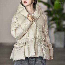 Women's Trench Coats TPJB Ultra Light Winter Women Parkas White Duck Down Jacket Large Natural Coat Female Luxury Sash Tie Up Slim