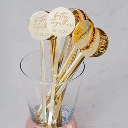 Christmas Decorations 50pcs Personalised Round Drink Stirrers Wedding Bachelorette Party Cocktail Stirrer Baby Shower Swizzle 231011