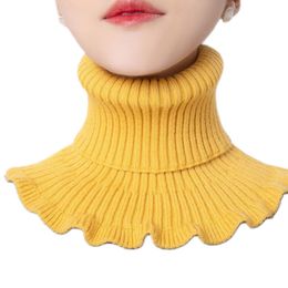 Knitted Fake Collar Scarves Women Turtleneck Knitted Warm Winter Windproof Ruffles Wrap Scarf
