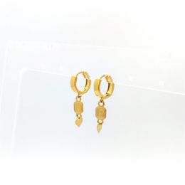 Ladies 18 K Stamp Yellow Gold GF Rococo Heart padlock Drop Dangles Solid Earrings New Gift Wholehearted222d