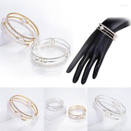 Bangle Charming Multi Layered Pearl Crystal Rhinestone Bracelet For Women Summer Korean Fashion Personality Zircon Jewelry Gifts