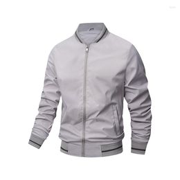 Men's Jackets Jacket Baseball Solid Colour Wrinkle Resistant Slim Fitting Business Casual Spring And Autumn 2023