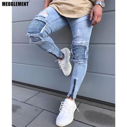 Men Clothes Hip Hop Sweatpants Skinny Motorcycle Denim Pants Zipper Designer Black Jeans Mens Casual Men Jeans Trousers T191019237s