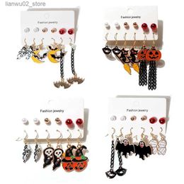 Other Fashion Accessories 6 PCS Halloween Earrings Pumpkin Mask Spooky Cat Accessories Earrings Stud For Men Women Q231011