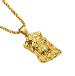 Fashion Mens Jesus Piece Pendant Necklaces Design For Micro Rock Rap Hip Hop Gold Jewellery 75cm Long Chains Men Necklace Gifts8238444