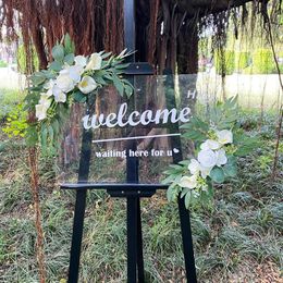 Decorative Flowers Country Wedding Welcome Sign Terracotta Artificial Flower Swag For Backdrop Reception Ceremony Decoration