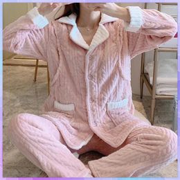 Home Clothing Plus Velvet Sleepwear Women's Pyjamas Autumn Winter Long Sleeve For Women Casual Pyjama Suit Loose Clothes Sets