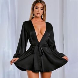 Women Sexy Sparkly Bodycon Dresses Backless Short Dress Summer Long Sleeve Nightclub Party Dresses Female Clothing299J