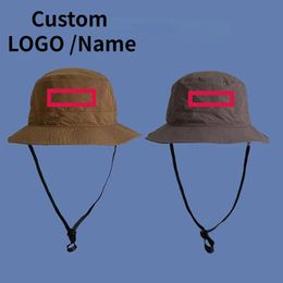 Wide Brim Hats Bucket Hats Customized Printed Outdoor Quick-drying Windproof Rope Bucket Hat Men Summer Sun Hats Women Versatile Casual Fishing Cap 231010