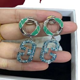 Valentian Nu Earring Designer Jewels Original Quality V-letter Rhinestone Drop Glue Earrings Brass Material Minority Design Silver Needle Earrings