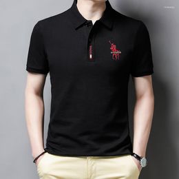 Men's Polos Summer Business Long Sleeve Round Neck Cotton T-shirt Youth Fashion Solid Embroidered Polo Shirt Top M-4xl