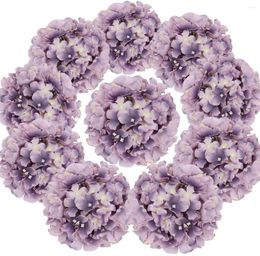 Decorative Flowers 10PCS Artificial Hydrangea Purple Heads Silk For Wedding Centrepieces Bouquets DIY Floral Decor Home Decoration