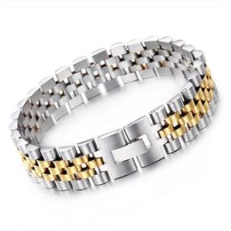 10mm 15mm Gold Silver Stainless Steel watch strap Chain Link Bracelet Bangle for Women Men Couple Punk Rock Hiphop Bike Biker Watc252G