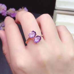 Cluster Rings Amethyst Ring Women's Rose Gold Inlaid Personalized Crystal Twist Two Styles Man Woman For Men Jewelry Men's